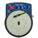 Recording Thermometer, Digital Display, Wall Mount, Select Temp and Speed, 2 Pens and Chart Paper
