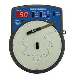 Recording Thermometer, Digital Display, Wall Mount, Select Temp and Speed, 2 Pens and Chart Paper