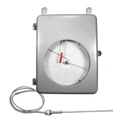 Recording Thermometer, Key Wound 0-250F, 7 Day/24Hour, 8 inch charts